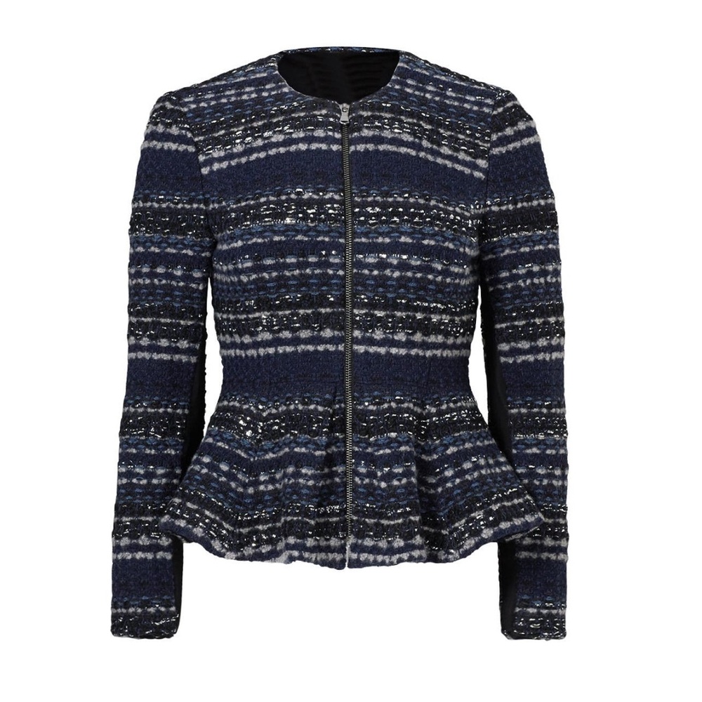 Rebecca Taylor Lurex Tweed Textured Jacket in Navy - S